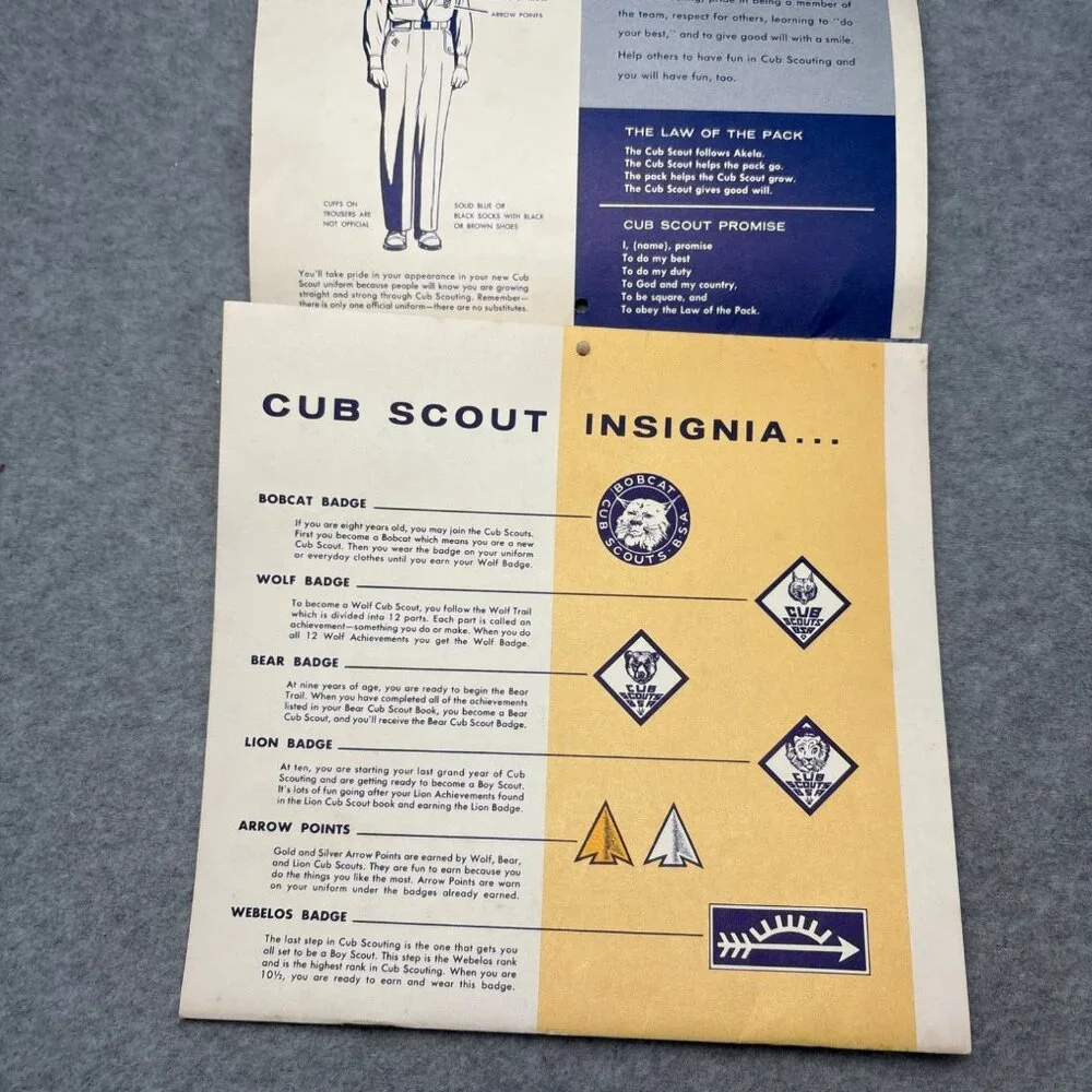 Vintage 1962 Boy Cub Scout Calendar 7.5